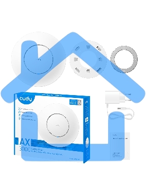 Точка доступа AX3000 Dual Band Ceiling Mount Wi-Fi 6 Access Point, Chipset MT7981, 802.11ax/ac/a/b/g/n, 2402Mbps at 5GHz + 574Mbps at 2.4GHz, 1 x 2.5G RJ45 Port, MU-MIMO, Support 12V DC or 802.3at PoE or Passive PoE, Internal Antennas, 48V passive PoE ada