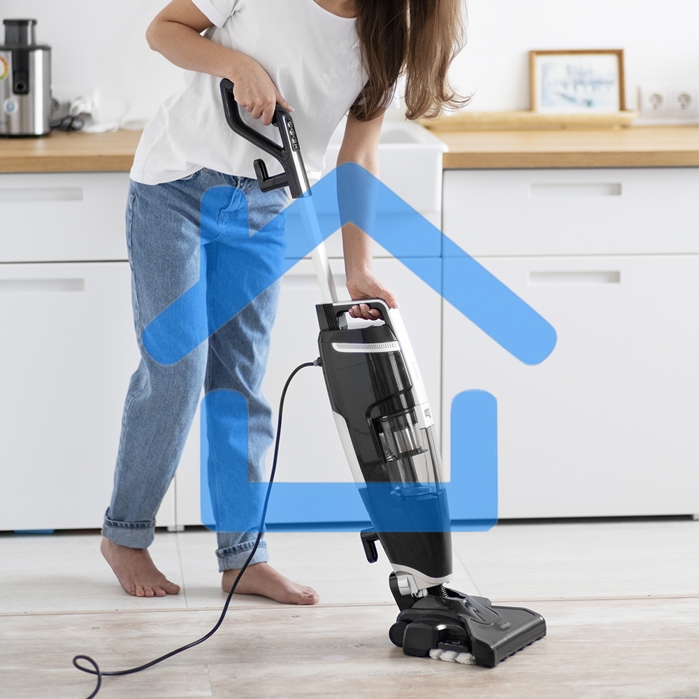 Пылесос вертикальный паровой Kitfort KT-575-1 черный, питание питание от сети, 1600 Вт, уборка влажная/паром/сухая, пылесборник 1.1 л