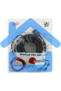 Кабель Gembird/Cablexpert CC-PPVGA-20M-B,Кабель VGA Premium, 15M/15M, 20м, черный, тройной экран,феррит.кольца