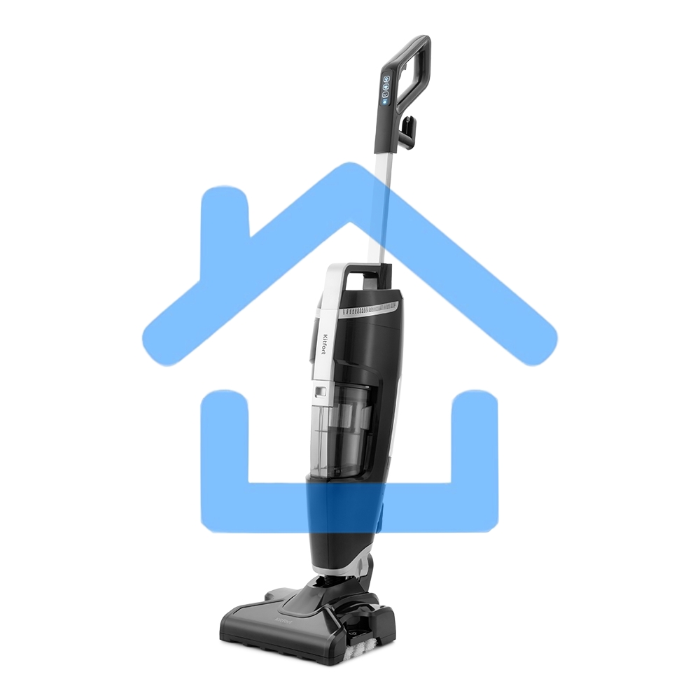 Пылесос вертикальный паровой Kitfort KT-575-1 черный, питание питание от сети, 1600 Вт, уборка влажная/паром/сухая, пылесборник 1.1 л