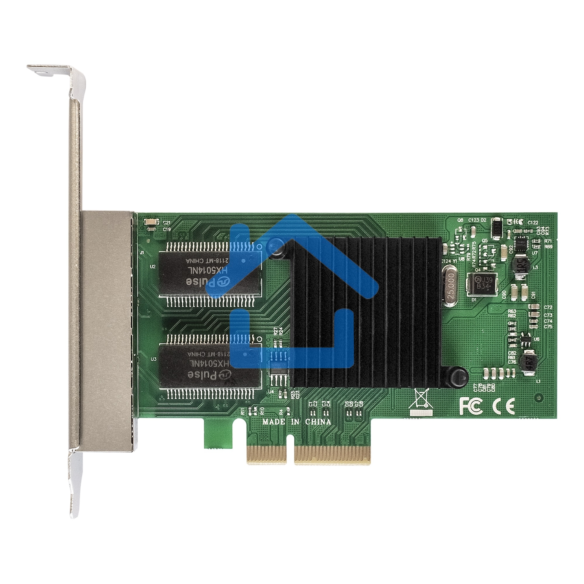 Сетевой адаптер ExeGate EXE-I350-T4V2 (PCI-E x4 v2.1, порты 4xRJ45 (медные), 10/100/1000Mbps, Gigabit NIC Intel Chipset NHI350AM4)
