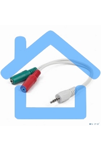 Кабель аудио сигнала Gembird, Jack3.5 4pin->Jack3.5 стерео + 3.5 микрофон моно, длина 20см, белый