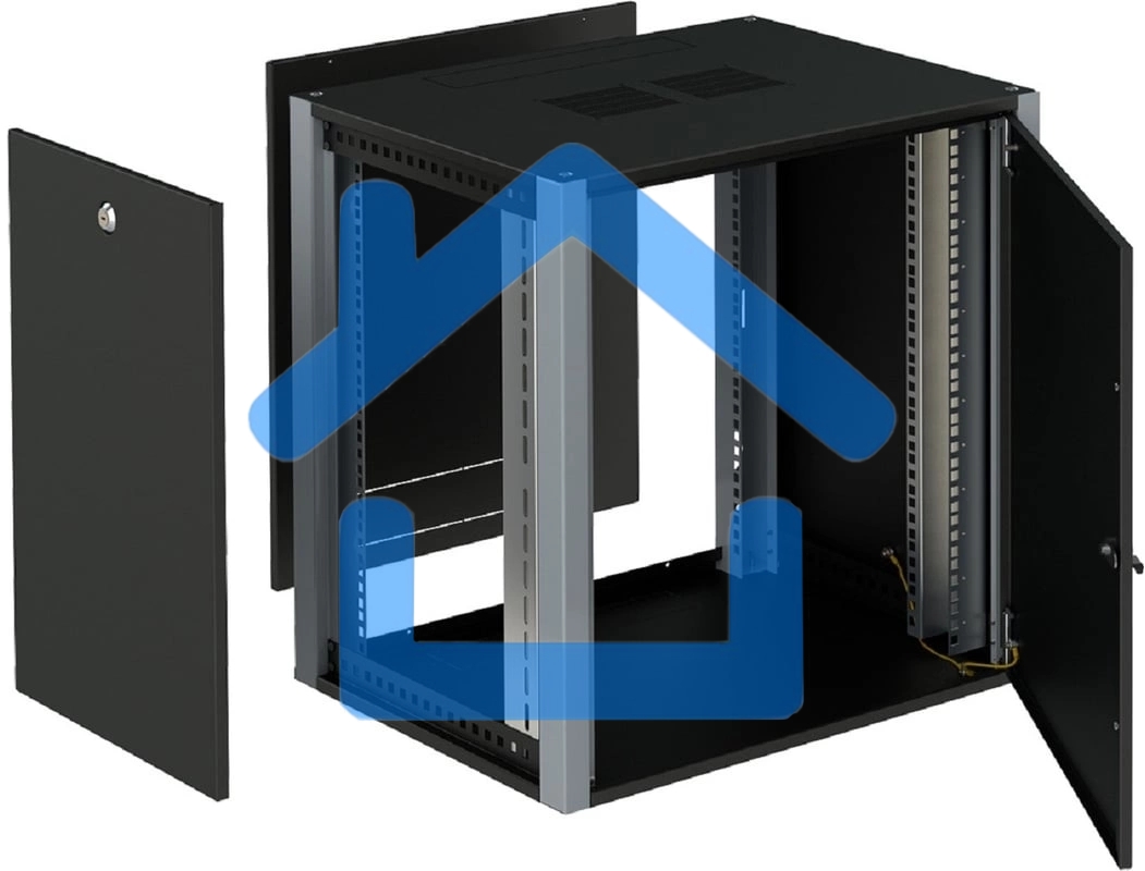 Шкаф коммутационный Sysmatrix (WP 6409.920 ) настенный 9U 600x450мм пер.дв.металл 2 бок.пан. 60кг черный 17кг IP20
