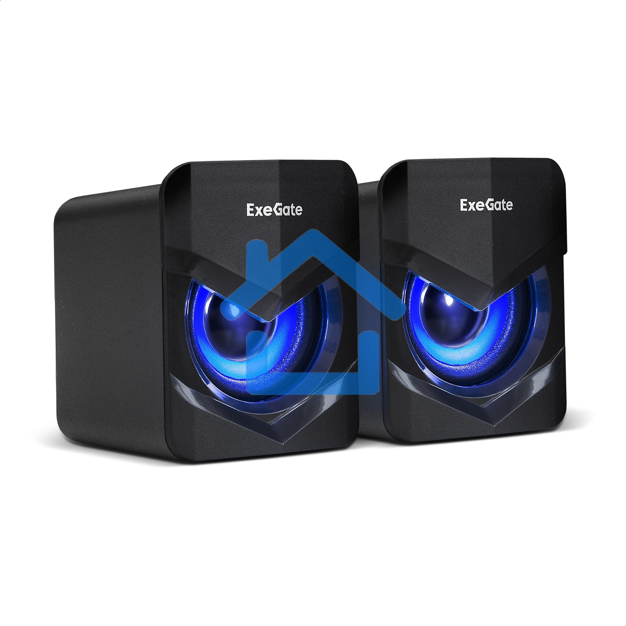 Акустическая система 2.0 ExeGate EX289685RUS Accord 200 (питание USB, 2х3Вт (6Вт RMS), 60-20000Гц, черный, синяя подсветка)