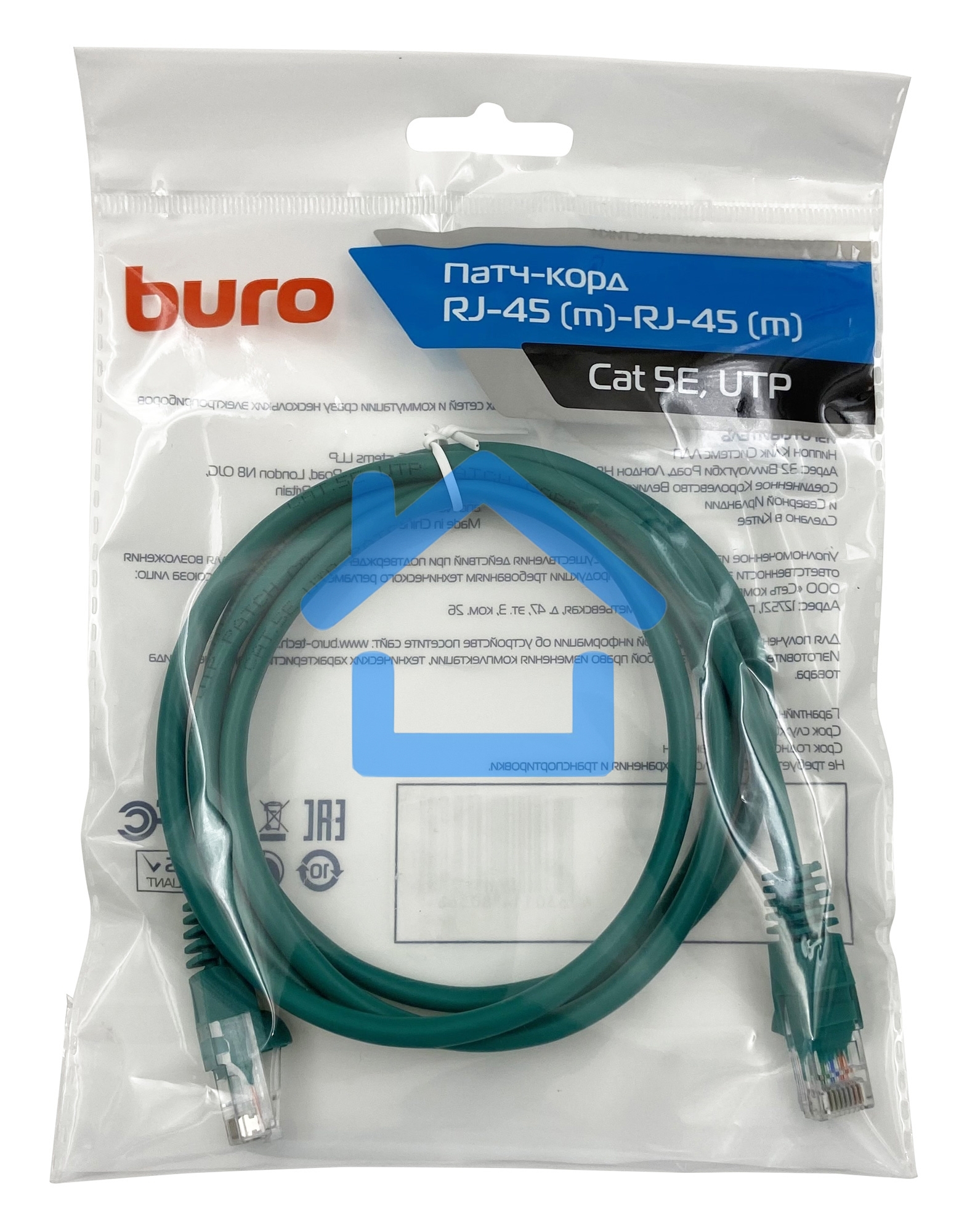 Патч-корд Buro UTP cat5E 1.5м зеленый RJ-45 (m)-RJ-45 (m)