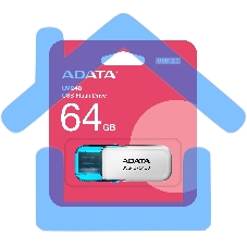 Флешка USB ADATA UV240 (AUV240-64G-RWH), 64 Gb, USB 2.0, R/W 15/5, белый/синий