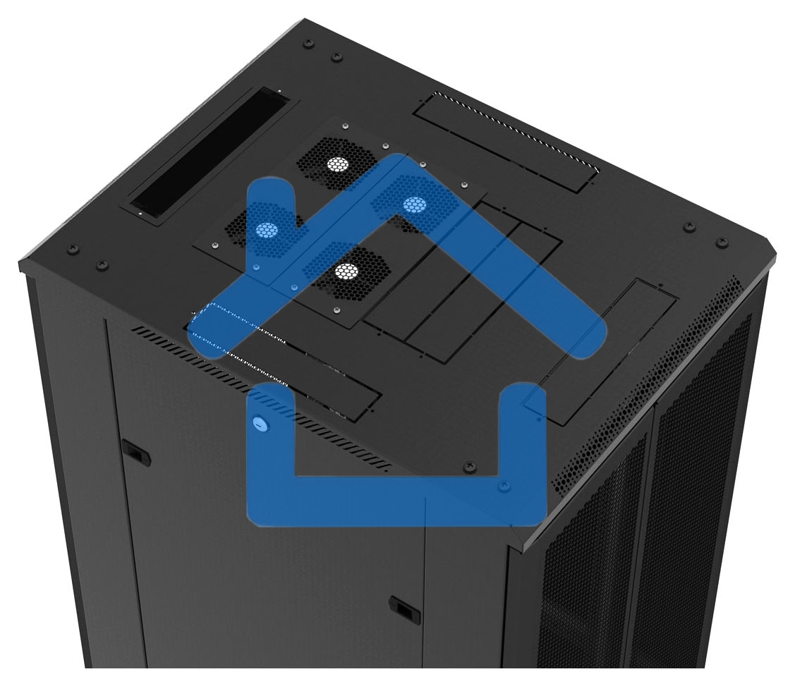 Шкаф серверный Hyperline (TTb-4266-DD-RAL9004) напольный 42U 600x600мм пер.дв.перфор.2ств. задн.дв.перфор.2-хст. 2 бок.пан. 800кг черный 510мм IP20 сталь