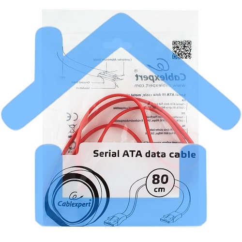 Кабель интерфейсный SATAIII Cablexpert CC-SATAM-DATA-0.8M, 80см, 7pin/7pin, защелка, пакет