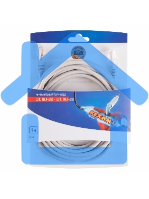 Пaтч-корд Rexant U/UTP, кат.5e, RJ45-RJ45, неэкранированный, PVC серый, 5м