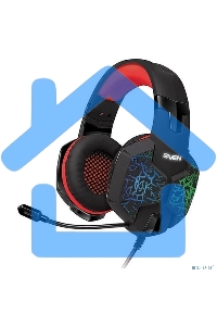 Игровые наушники с микрофоном SVEN AP-U988MV, черный-красный (USB, LED, 7.1)