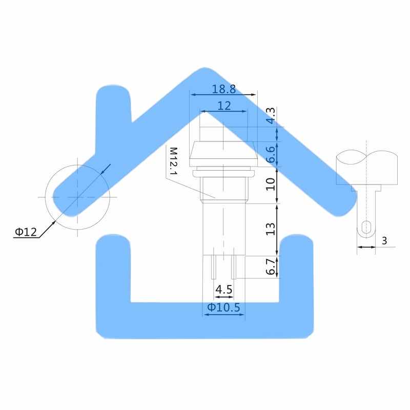 Выключатель-кнопка Rexant 250V 1А (2с) (ON)-OFF Б/Фикс зеленая