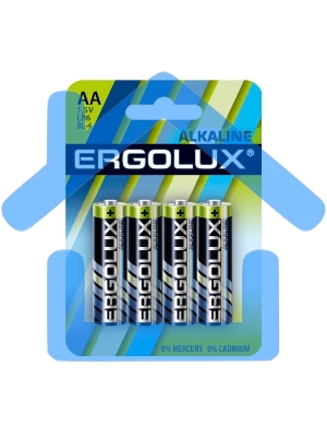 Элемент питания алкалиновый Ergolux LR6 BL-4 LR6 BL-4 1.5В Alkaline (блист.4шт)