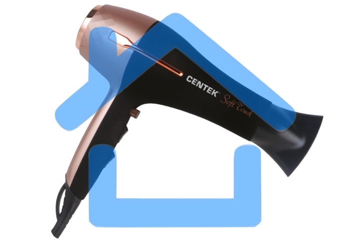 Фен Centek CT-2242 (РОЗОВОЕ ЗОЛОТО+черный) 2000Вт, 2 скорости, 3 режима, холодный обдув, Soft Touch