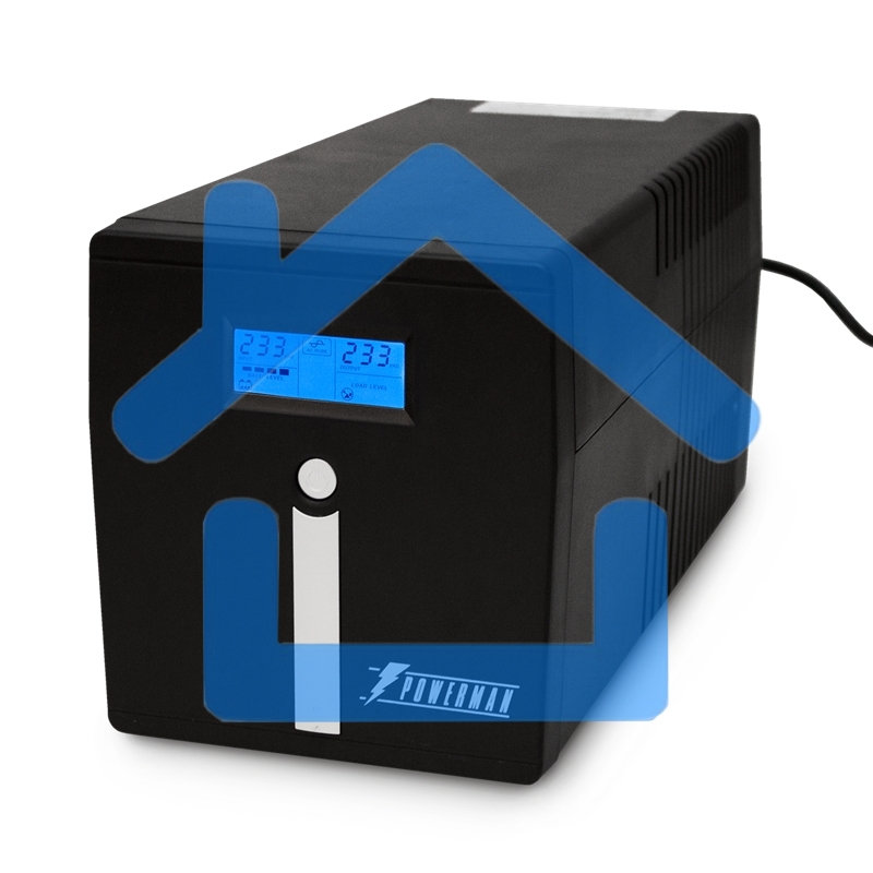 Источник бесперебойного питания PowerMan Smart Sine 1000 черный (Pure Sine Wave/LCD Display/USB/Software/RJ11/45)