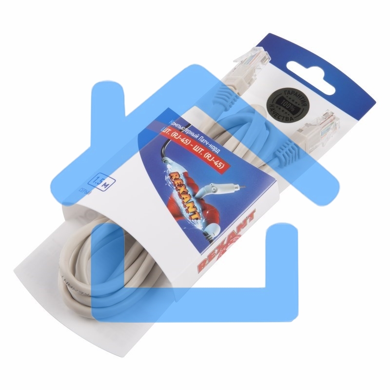 Пaтч-корд U/UTP Rexant, кат.5e, RJ45-RJ45, неэкранированный, PVC серый, 1,5м