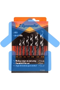 Набор сверл по металлу SPARTA,3-10 мм, HSS,8 шт.цилиндрический хвостовик 723205