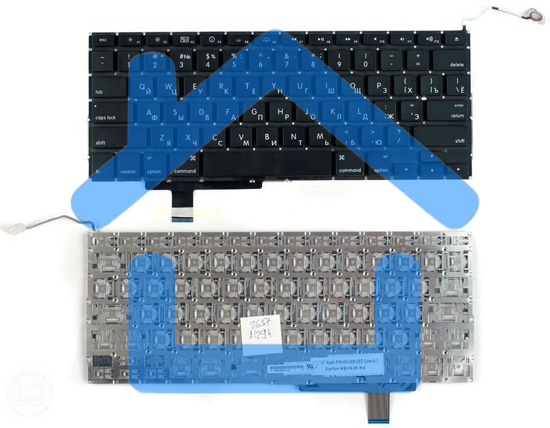 Клавиатура для ноутбука Macbook A1297 черная, плоский Enter