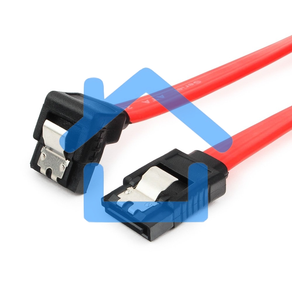 Кабель интерфейсный SATA Cablexpert CC-SATAM-DATA90-0.8M, 80см, угловой разъем, 7pin/7pin, защелка, пакет