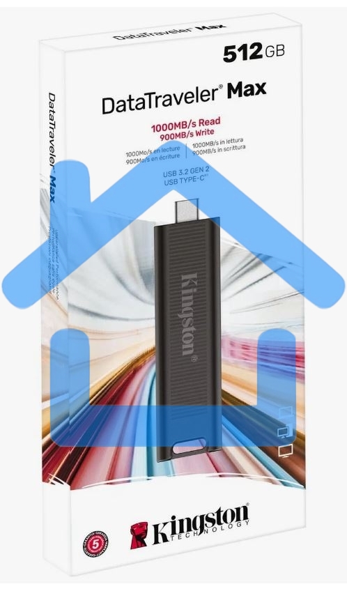 Флешка USB R/W Kingston 512Gb DataTraveler Max <DTMAX/512Gb>, USB3.2, up to 1000/900MBs черный