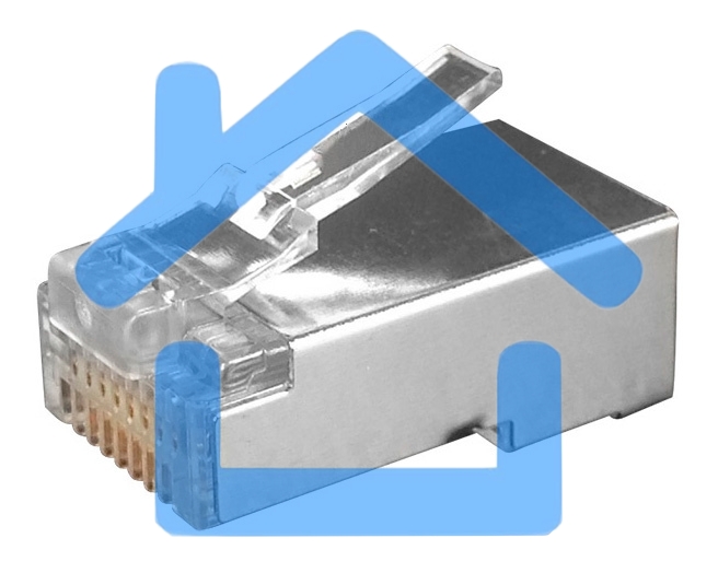 Разъем RJ-45(8P8C) Hyperline PLUG-8P8C-U-C6-SH-100 под витую пару, категория 6 (50 µ''/ 50 микродюймов), экранированный, универсальный (для одножильного и многожильного кабеля) (100 шт)