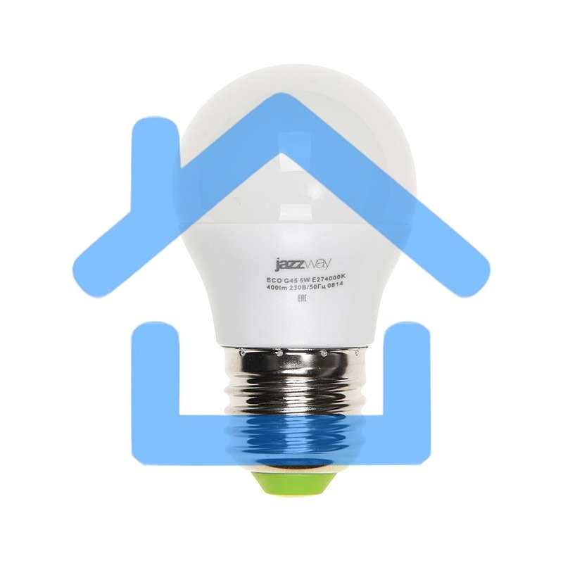 Лампа светодиодная PLED-ECO-G45 5Вт шар 4000К белый E27 400лм 220-240В JazzWay 1036988A