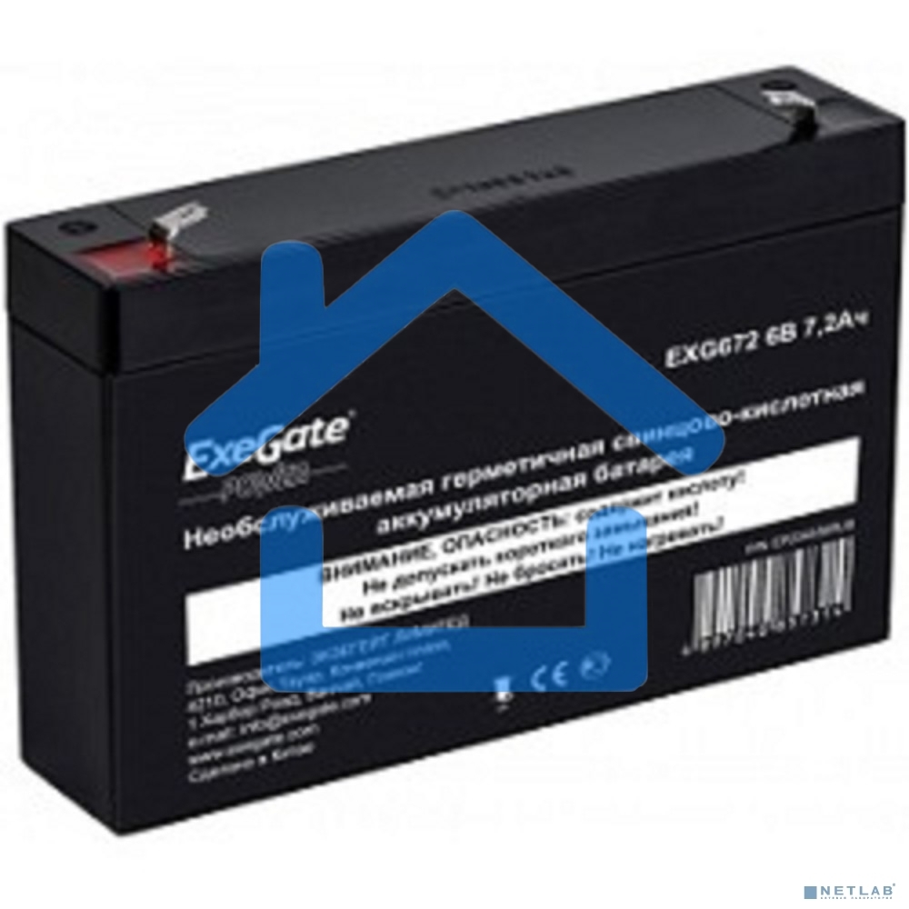 Батарея ExeGate EP234536RUS GP 672/EXG672 (6V 7.2Ah) клеммы F1