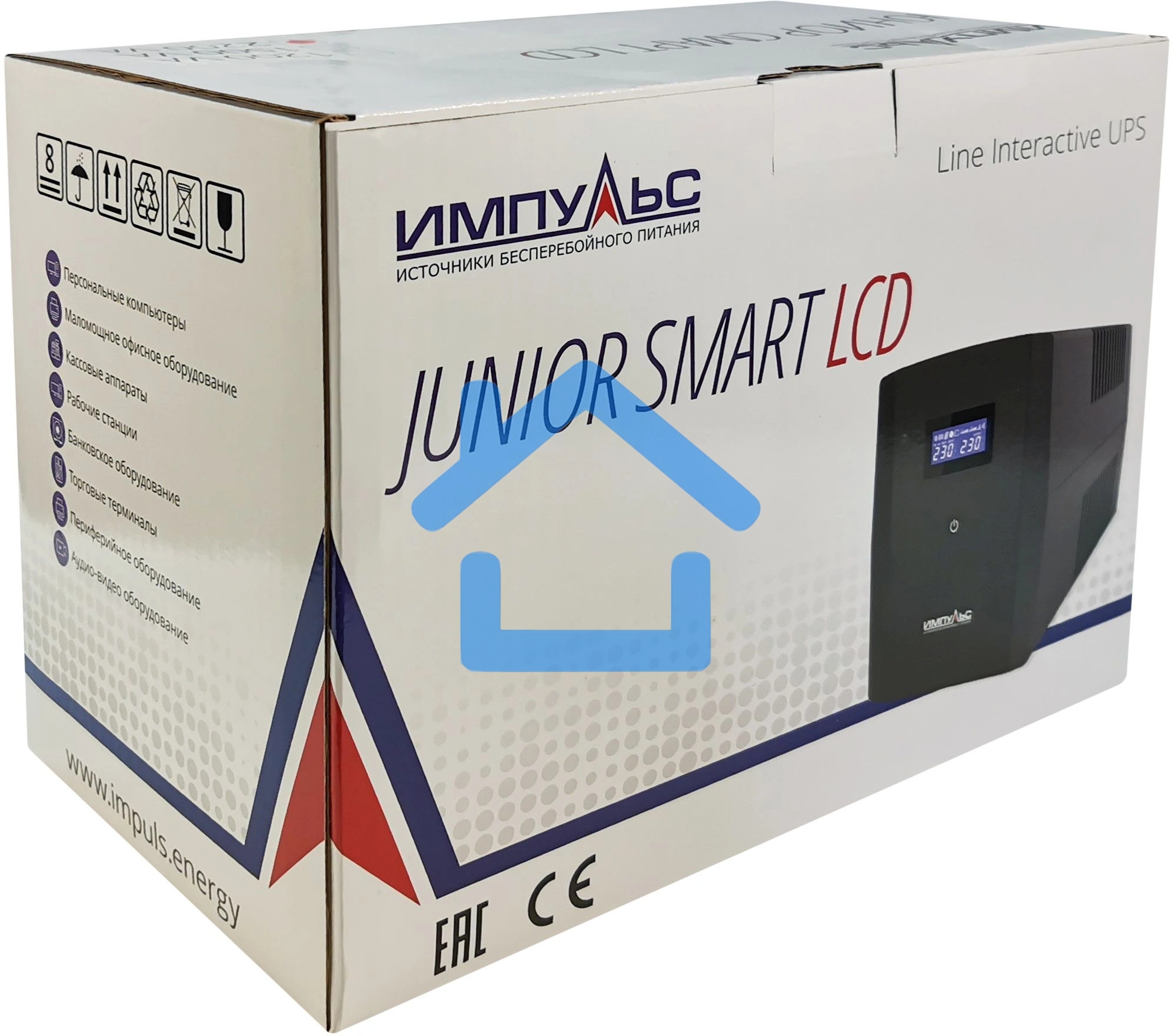 Источник бесперебойного питания Импульс ЮНИОР СМАРТ 2200, 2200/1320 ВА/Вт, LCD, USB, RJ11/RJ45, SCHUKOx4