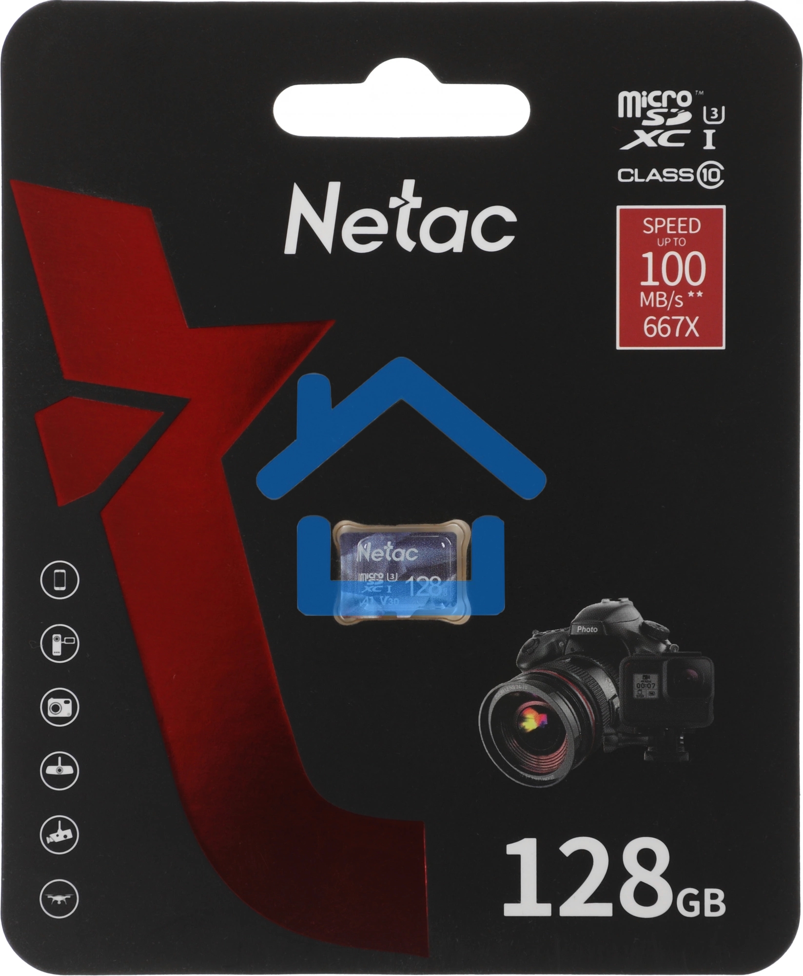 Флеш карта microSDHC 128Gb Netac P500 ULTRA <NT02P500ULT-128G-S> (без SD адаптера) 100MB/s