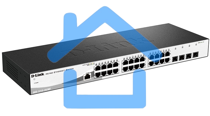 Управляемый коммутатор D-Link DGS-1210-28/ME/A2A2 уровня с 24 портами 10/100/1000Base-T и 4 портами 1000Base-X SFP