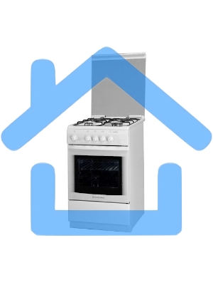 Плита газовая De Luxe 506040.05Г (КР) белый, конфорок 4 шт, духовка 54 л, 50 см x 85 см x 60 см