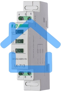 Указатель напряжения LK-713 3 зел. светодиода (сигнализация наличия 3ф 35мм 3х400/230+N IP20 монтаж на DIN-рейке) F&F EA04.007.002