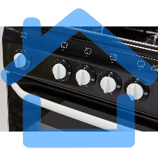 Плита газовая De Luxe 5040.36Г (КР) черный, конфорок 4 шт, духовка 43 л, 50 см x 85 см x 50 см