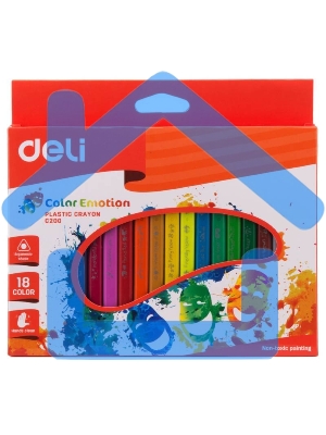 Мелки восковые Deli EC20010 трехгранные 18 цветов, коробка с европодвесом