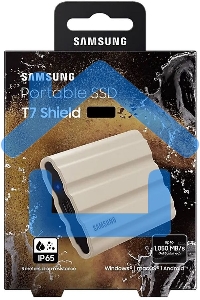 Внешний SSD Samsung T7 Shield, 1TB, USB 3.2 Gen 2 Type-C, R/W 1050/1000, бежевый