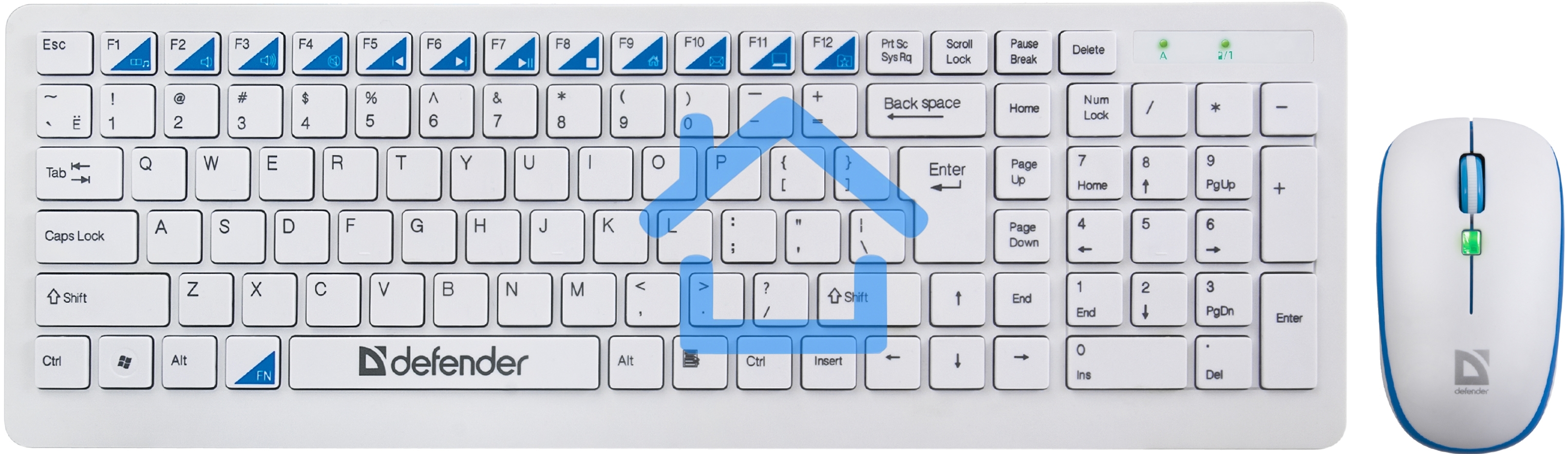 Комплект клавиатура + мышь Defender Skyline 895 Nano W (белый) Кл:104, 1000/1500/2000dpi