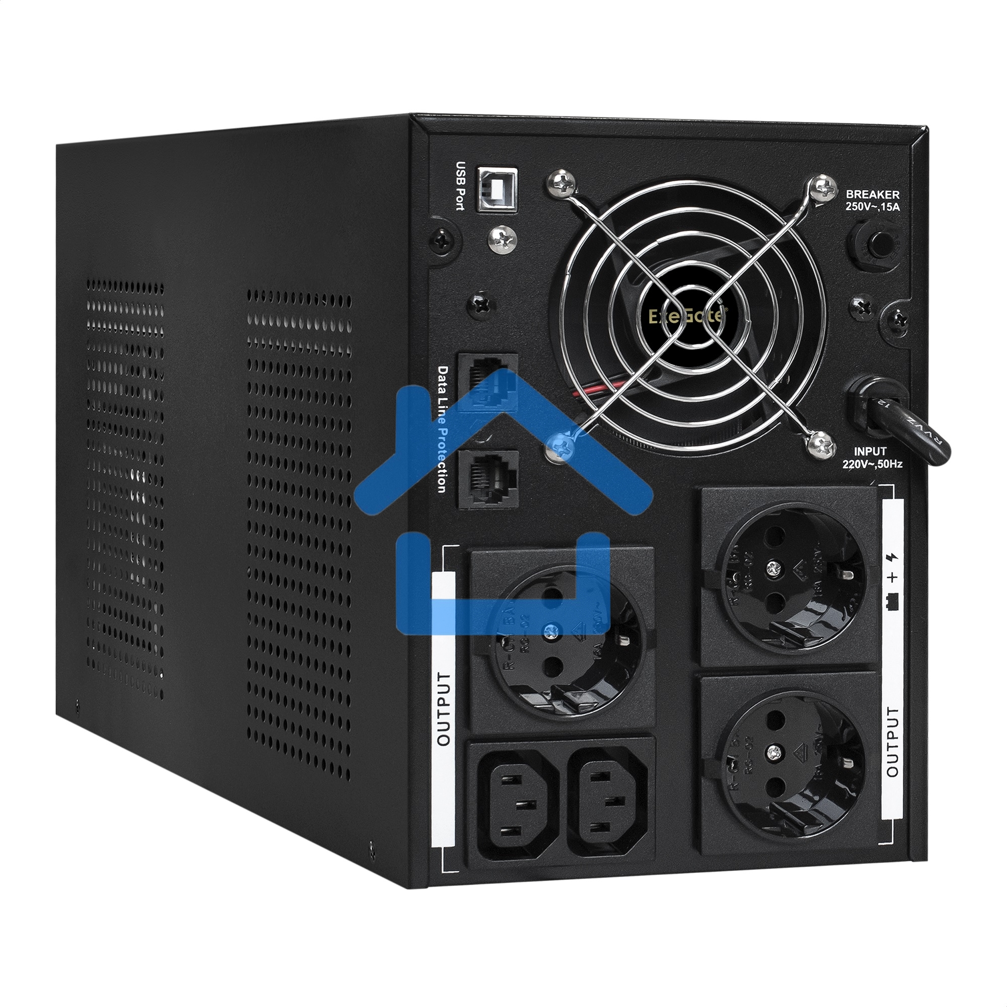 Источник бесперебойного питания ExeGate EX292614RUS SpecialPro UNB-3000.LED.AVR.3SH.2C13.RJ.USB 3000VA/1800W,LED, AVR,3*Schuko+2*C13,RJ45/11,USB, металлический корпус, черный