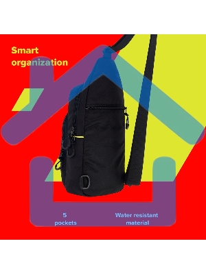 Сумка через плечо CANYON CB-2 /3.5 л/ 3 внешних и 2 внутренних кармана/водооталкивающий материал/черный (GSCNSCBD2B1)