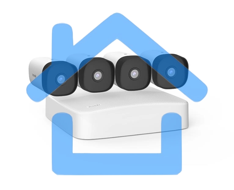 Комплект видеонаблюдения Tenda K4P-4TR с PoE на 4 канала: видеорегистратор PoE HD, 4 цилиндрические камеры PoE HD