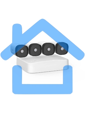 Комплект видеонаблюдения Tenda K4P-4TR с PoE на 4 канала: видеорегистратор PoE HD, 4 цилиндрические камеры PoE HD