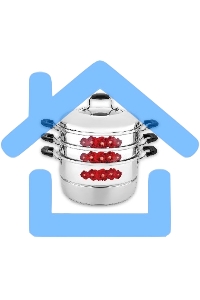 Мантоварка-пароварка LARA LR03-40 11,0л LR03-40 Мантоварка-пароварка LARA (нерж) 28x31см, 11л, 3 СЕКЦИИ + КРЫШКА с окном, сталь 0,5 мм