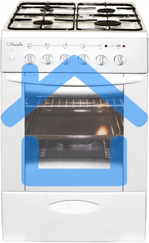 Плита комбинированная Лысьва ЭГ 401 МС-2у белый, газовых конфорок 4 шт, духовка 57 л, 50 см x 85 см x 60 см