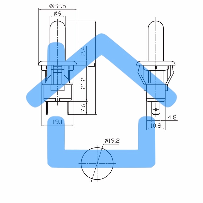Выключатель-кнопка 250V 2.5А (2с) ON-(OFF) Б/Фикс белый (мебельная) Rexant