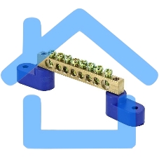 Шина нулевая N 6х9 8 отвер. латунь 2 син. угловых изолятора PROxima EKF sn0-63-08-2