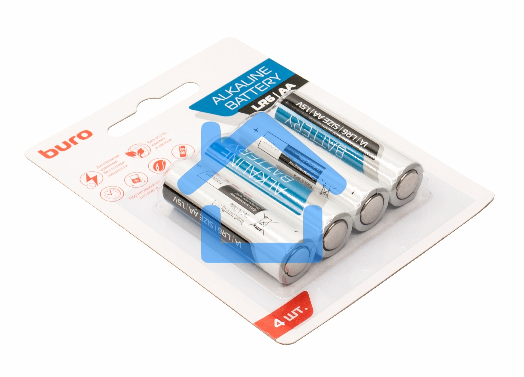 Батарея Buro Alkaline LR6 AA (4шт) блистер