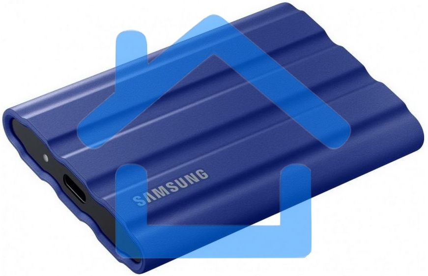Накопитель Samsung External SSD T7 Shield, 2TB, Type C-to-C/A, USB 3.2 Gen2, R/W 1050/1000MB/s, IP65, 88x59x13mm, 98g, Blue (12 мес.)