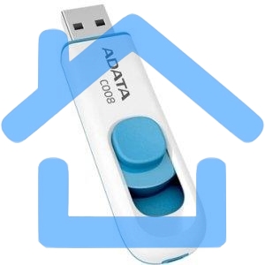 Флешка USB ADATA C008 (AC008-32G-RWE), 32Gb, USB 2.0, R/W 15/5, белый / синий