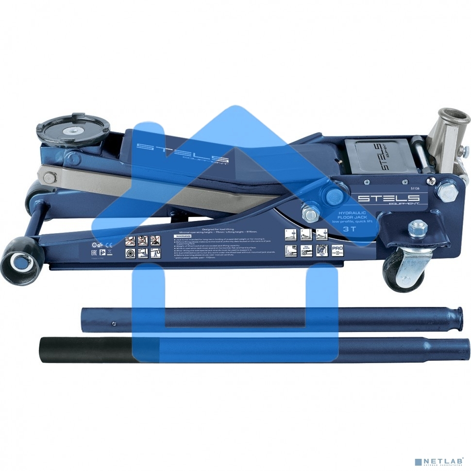 Домкрат гидравлический подкатной STELS 51136, быстрый подъем 3т low profile quick lift 75-515мм про