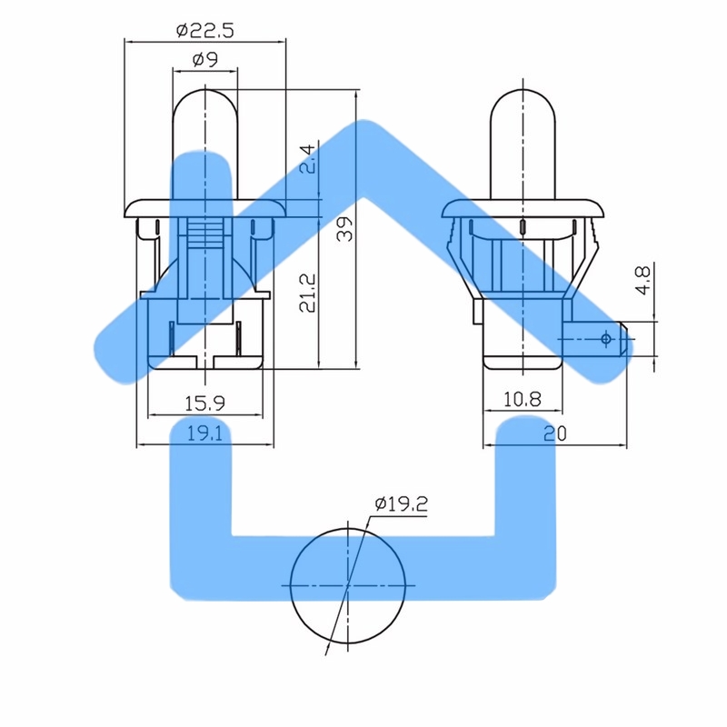 Выключатель-кнопка Rexant 250V 2.5А (2с) ON-(OFF) Б/Фикс белый (мебельная)