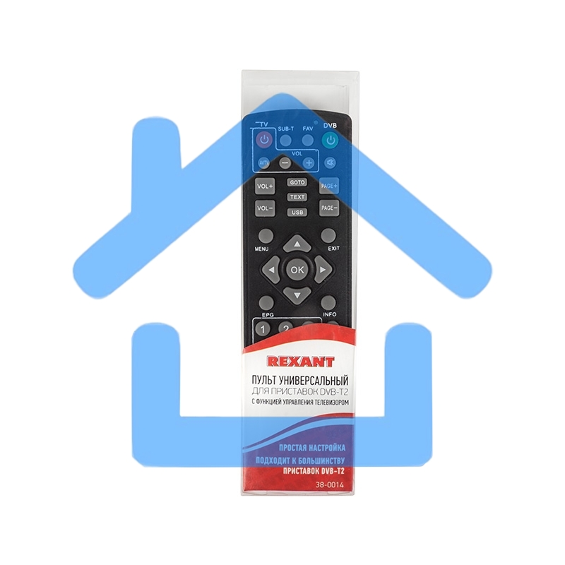 Пульт универсальный Rexant для DVB-T2 с функцией управления телевизором (RX-DVB-014)