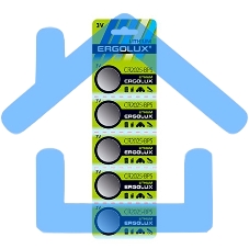 Батарея Ergolux Lithium CR2025-BP5 CR2025 150mAh (5шт) блистер